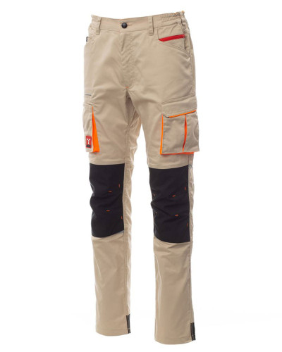 Pantalon de travail stretch toutes saisons avec poches genouillères Kaki - Noir