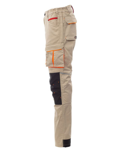 Pantalon de travail stretch toutes saisons avec poches genouillères Kaki - Noir