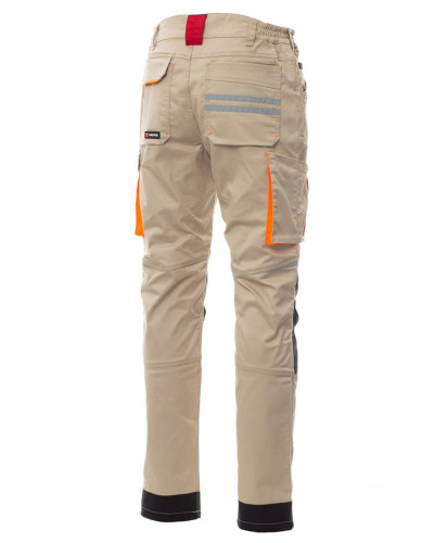 Pantalon de travail stretch toutes saisons avec poches genouillères Kaki - Noir