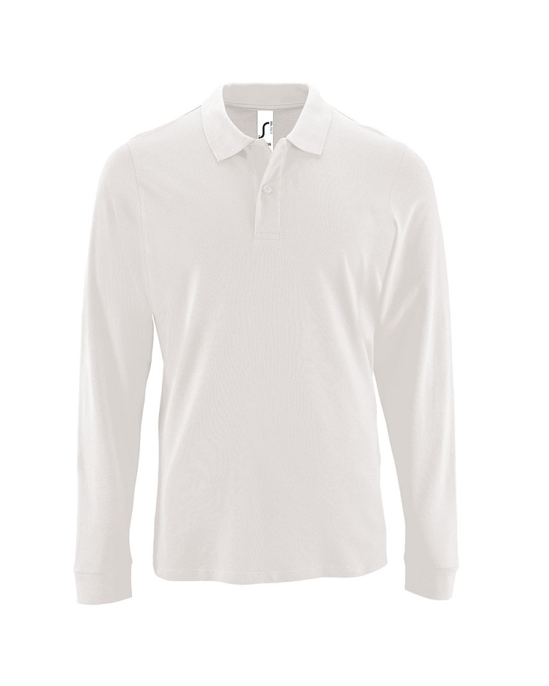 Polo 100% coton basic manches longues blanc