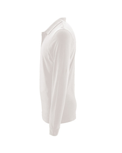 Polo 100% coton basic manches longues blanc