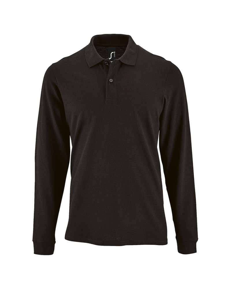 Polo 100% coton basic manches longues noir