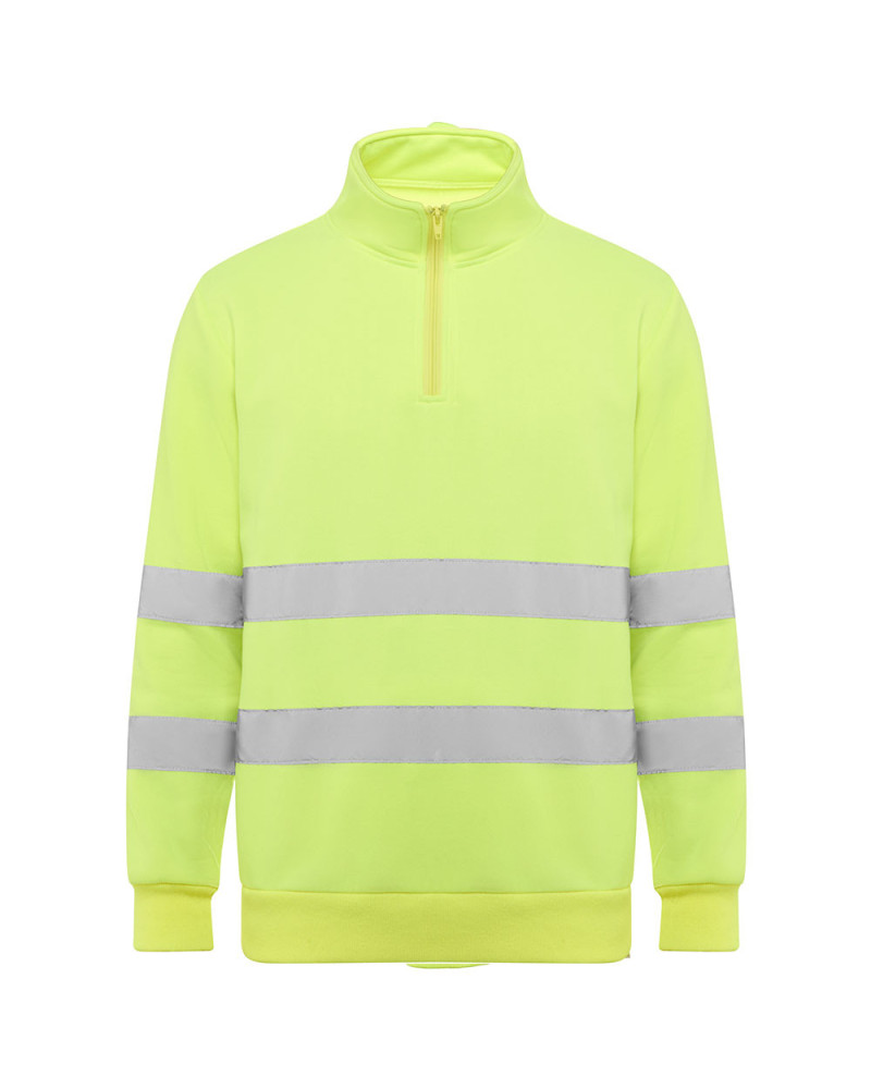 Sweat haute visibilité col zippé jaune fluo