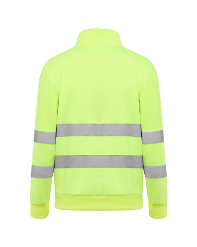 Sweat haute visibilité col zippé jaune fluo