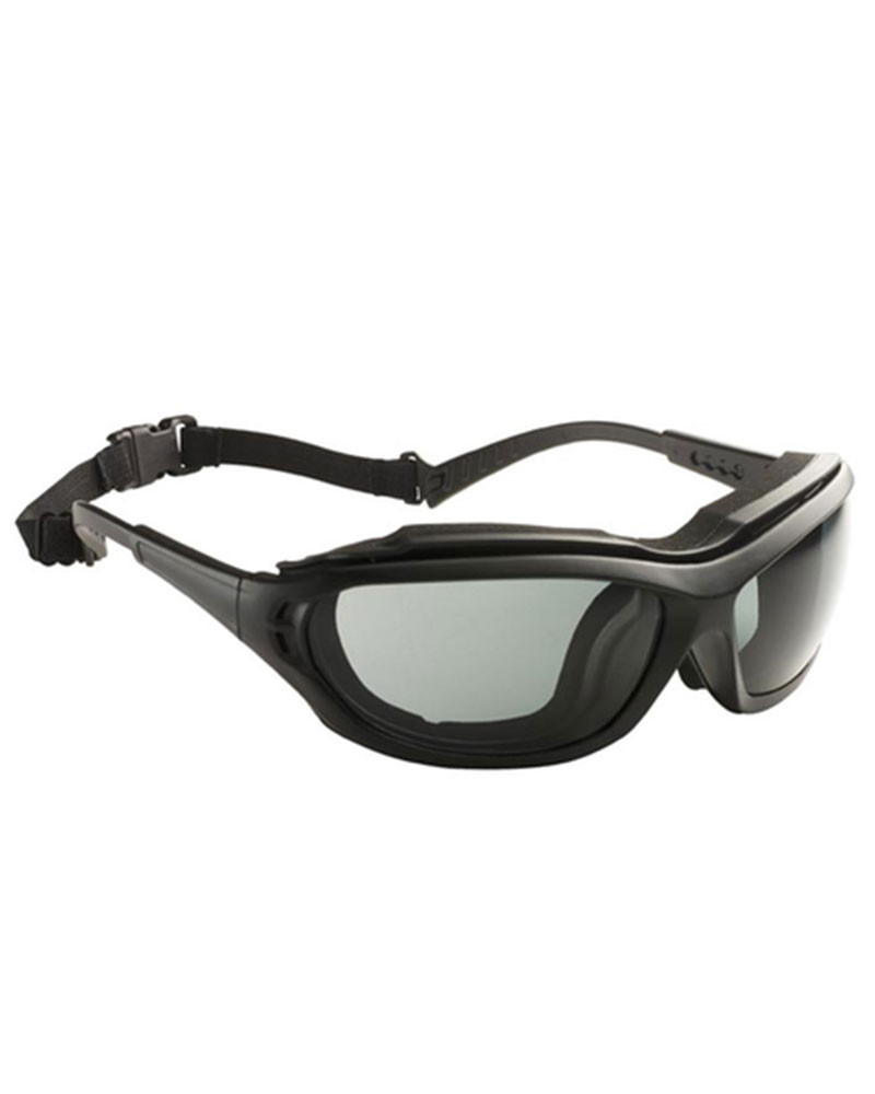 Lunettes masque MADLUX fumées avec élastique pour une protection accrue contre le soleil et les projections.
