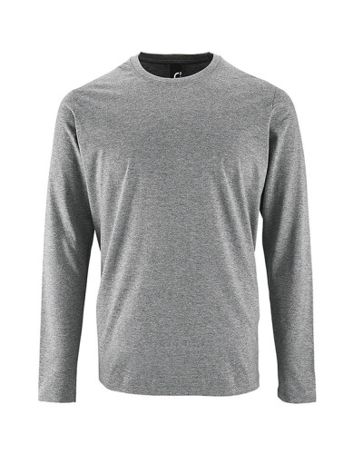 T-shirt basique coton manches longues gris chiné : confort