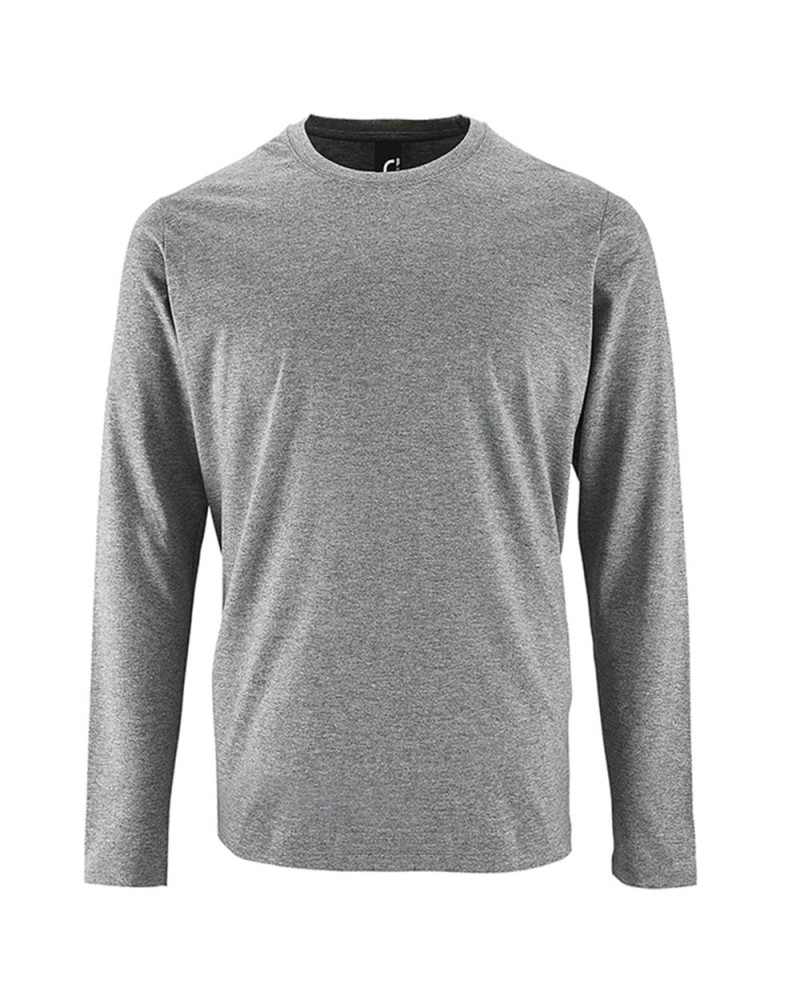 T-shirt basique coton manches longues gris chiné : confort