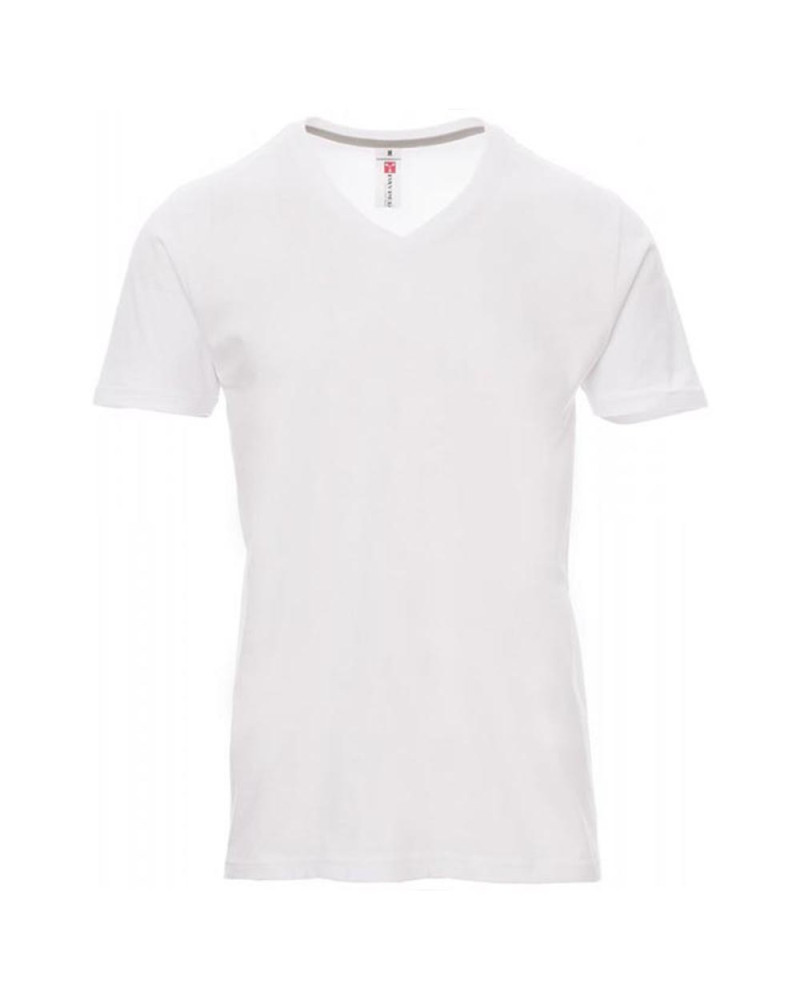 T-shirt blanc à col V 100% coton qui allie durabilité et confort