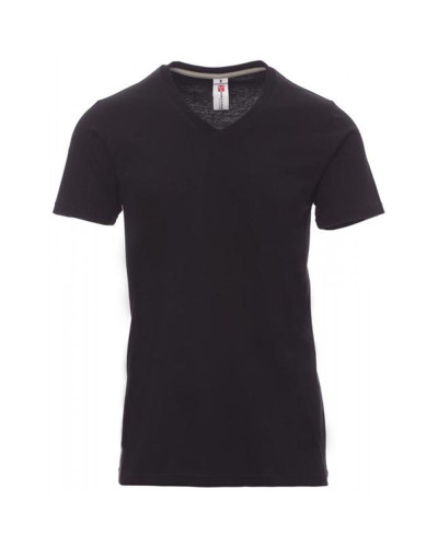 T-shirt noir à col V 100% coton qui allie durabilité et confort