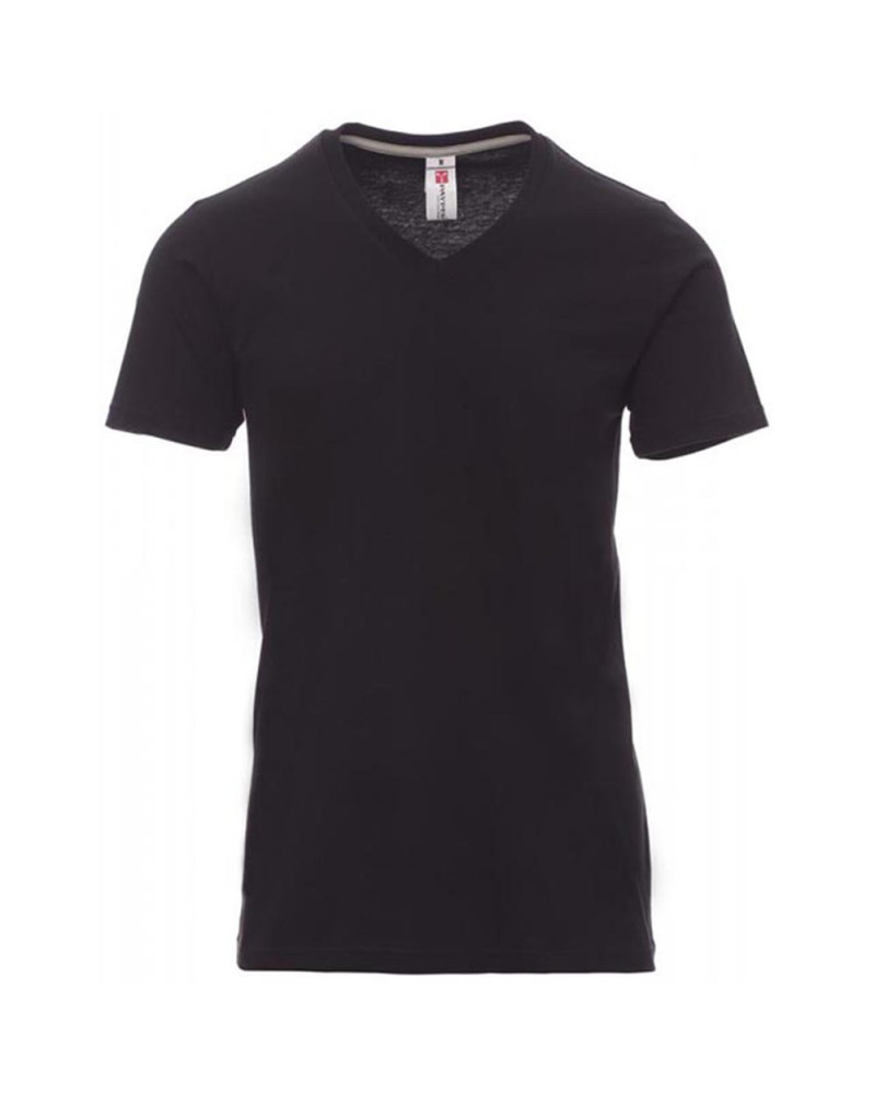 T-shirt noir à col V 100% coton qui allie durabilité et confort