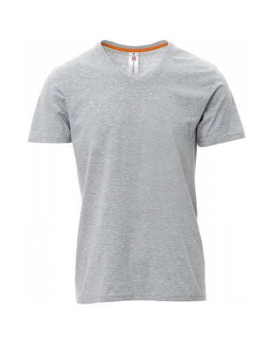T-shirt gris chiné à col V 100% coton qui allie durabilité et confort