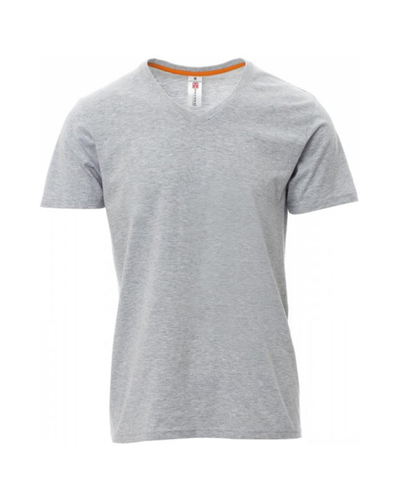 T-shirt gris chiné à col V 100% coton qui allie durabilité et confort