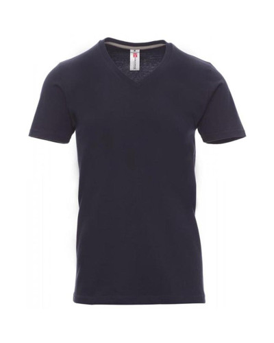 T-shirt bleu marine à col V 100% coton qui allie durabilité et confort